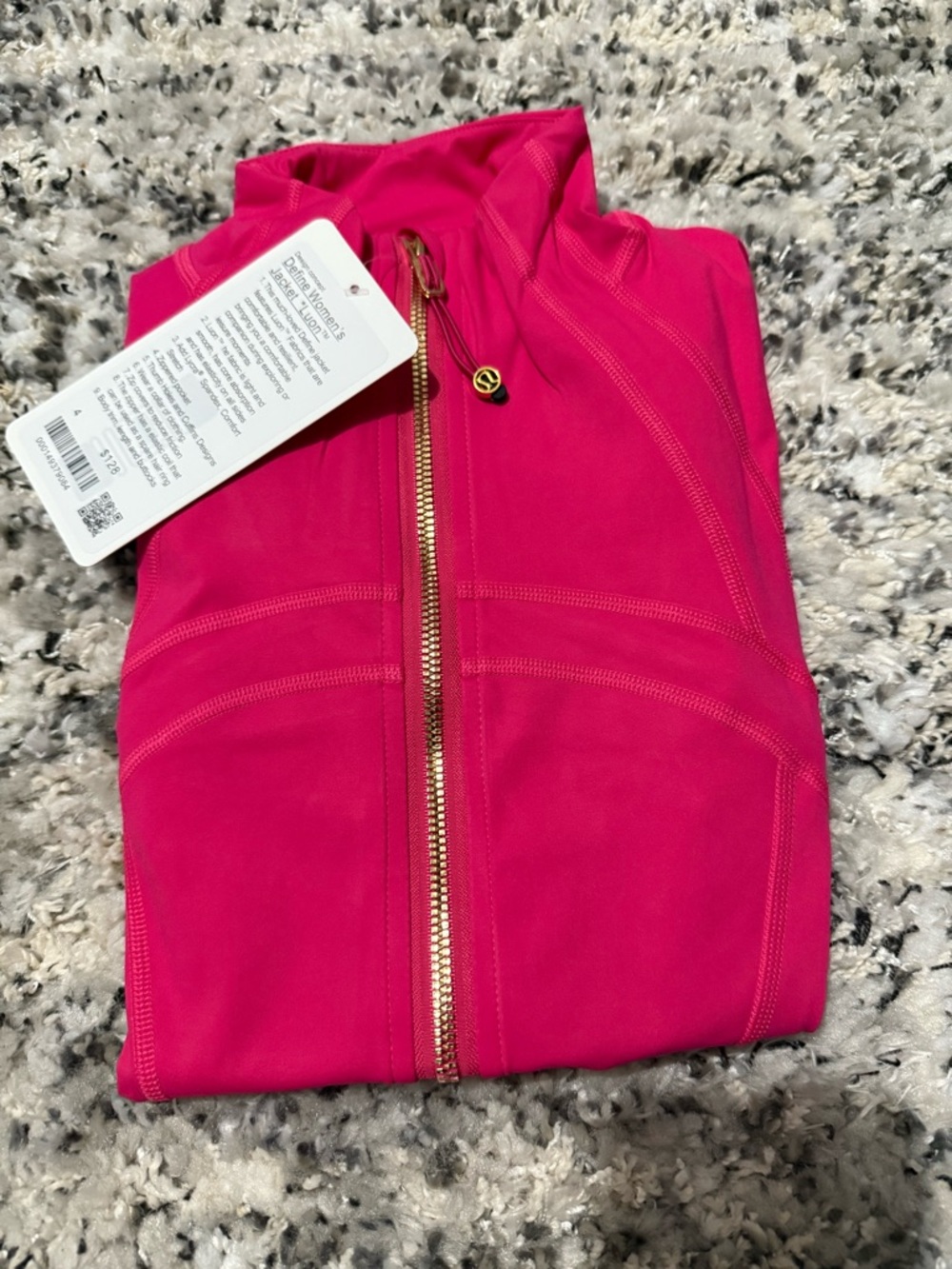lululemon athletica Bright Pink Teddy Jacket with Gold Zipper